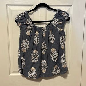 Blue and White Babydoll Tank with Bow